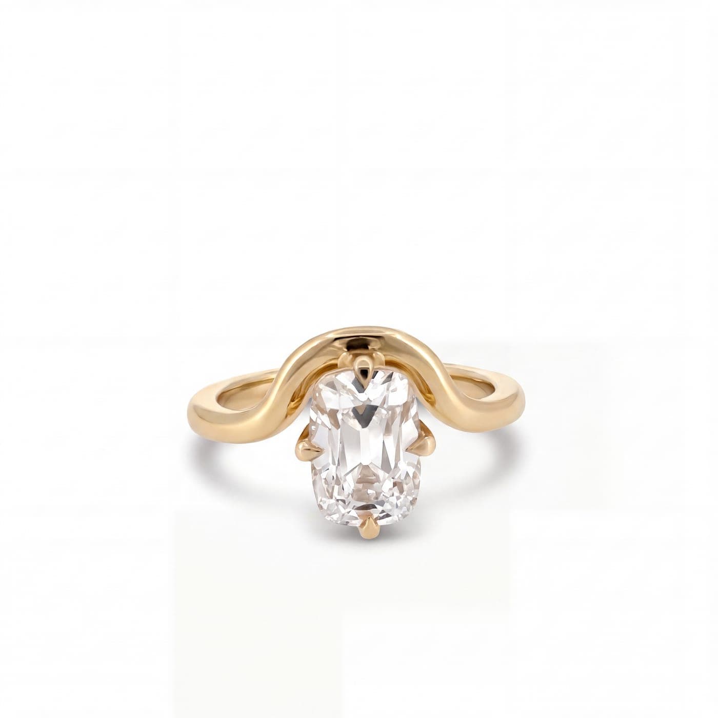 Yellow Gold Oval Diamond Ring after retouching