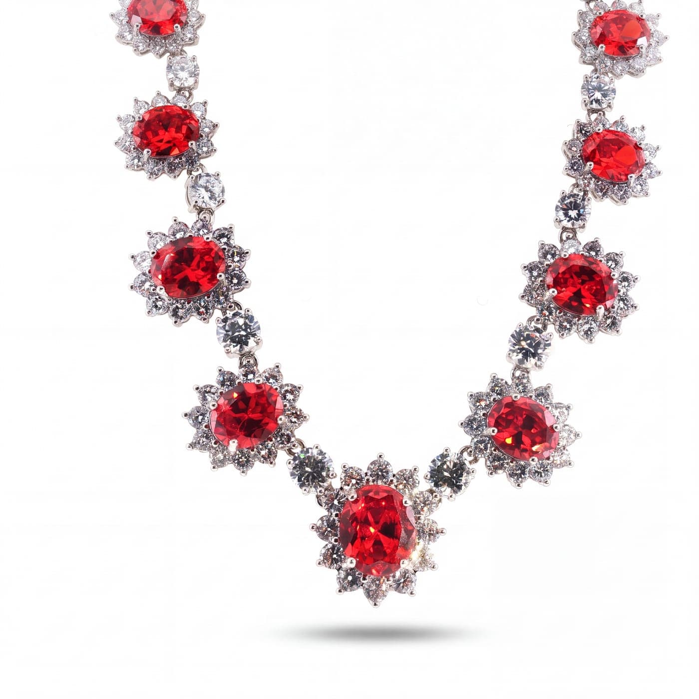Ruby & Diamond Halo Necklace after retouching