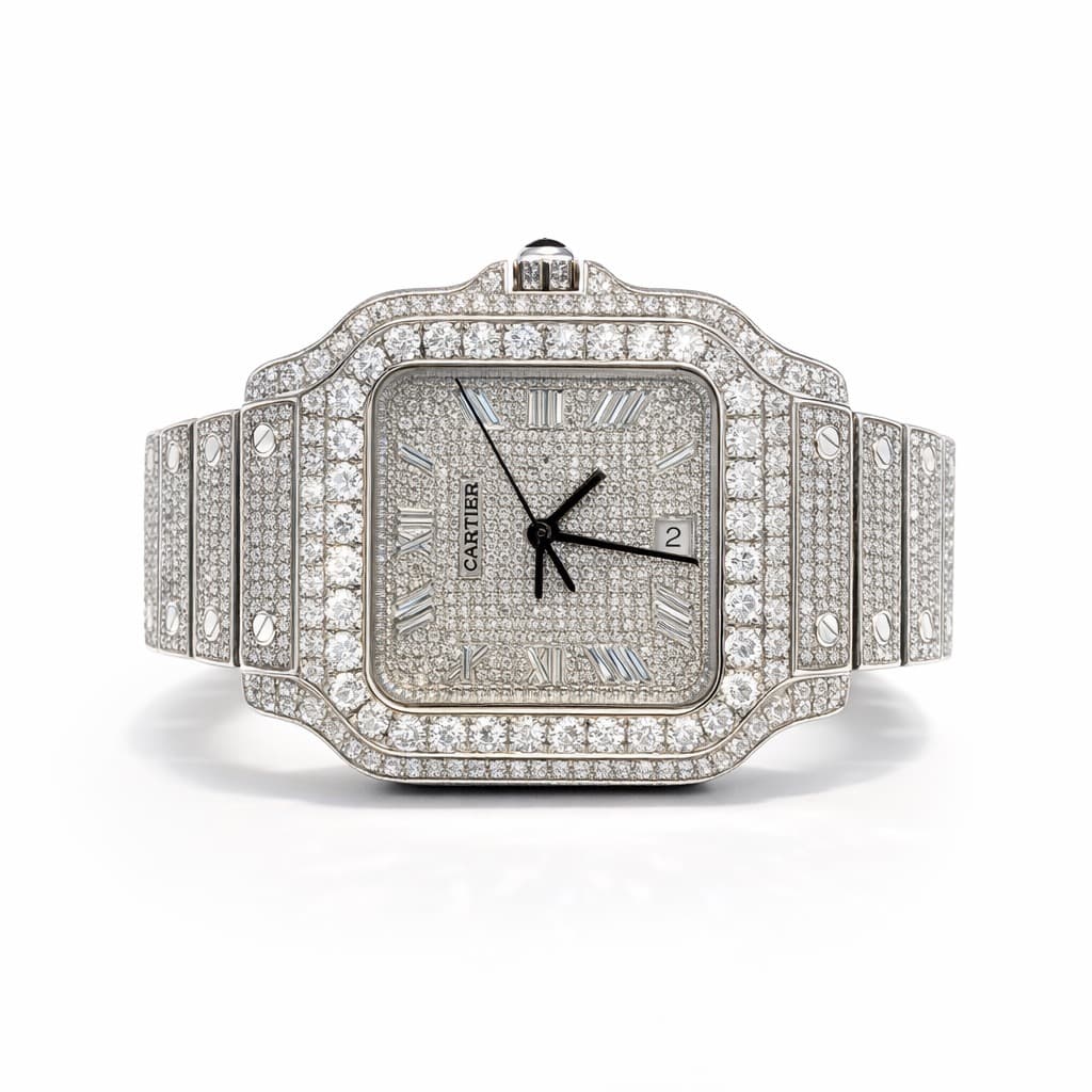 Iced Diamond Pavé Watch after retouching
