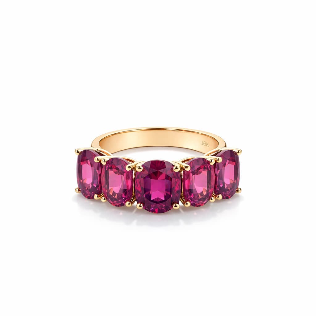Rubellite Five-Stone Ring after retouching