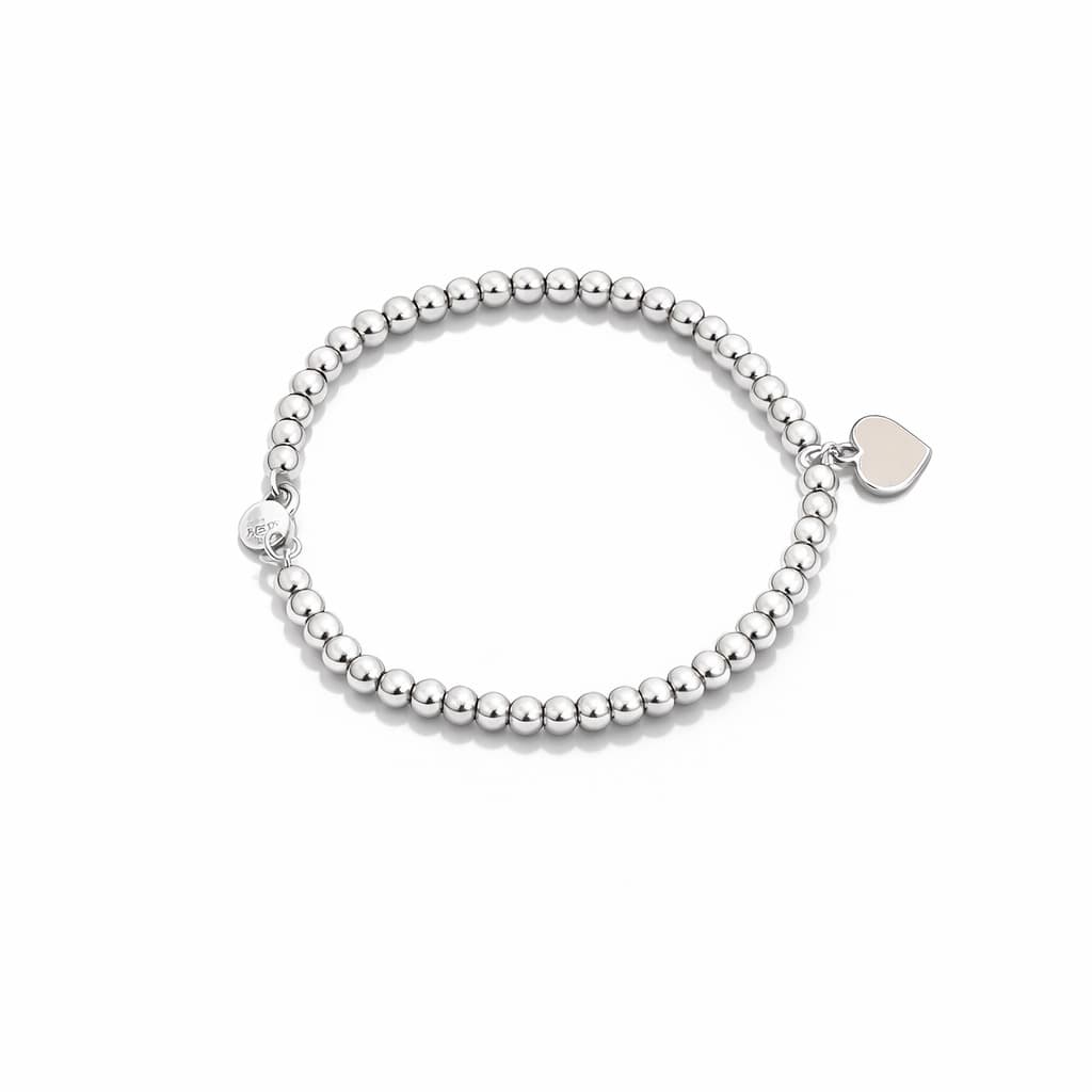Beaded Silver Heart Bracelet after retouching