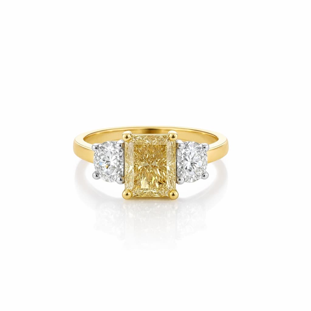 Yellow Diamond Three-Stone Ring after retouching