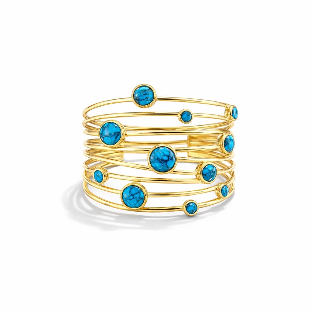 Turquoise Gold Wrap Ring after retouching