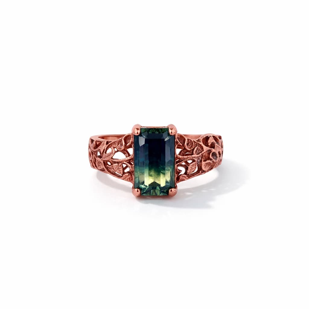 Parti Sapphire Filigree Ring after retouching