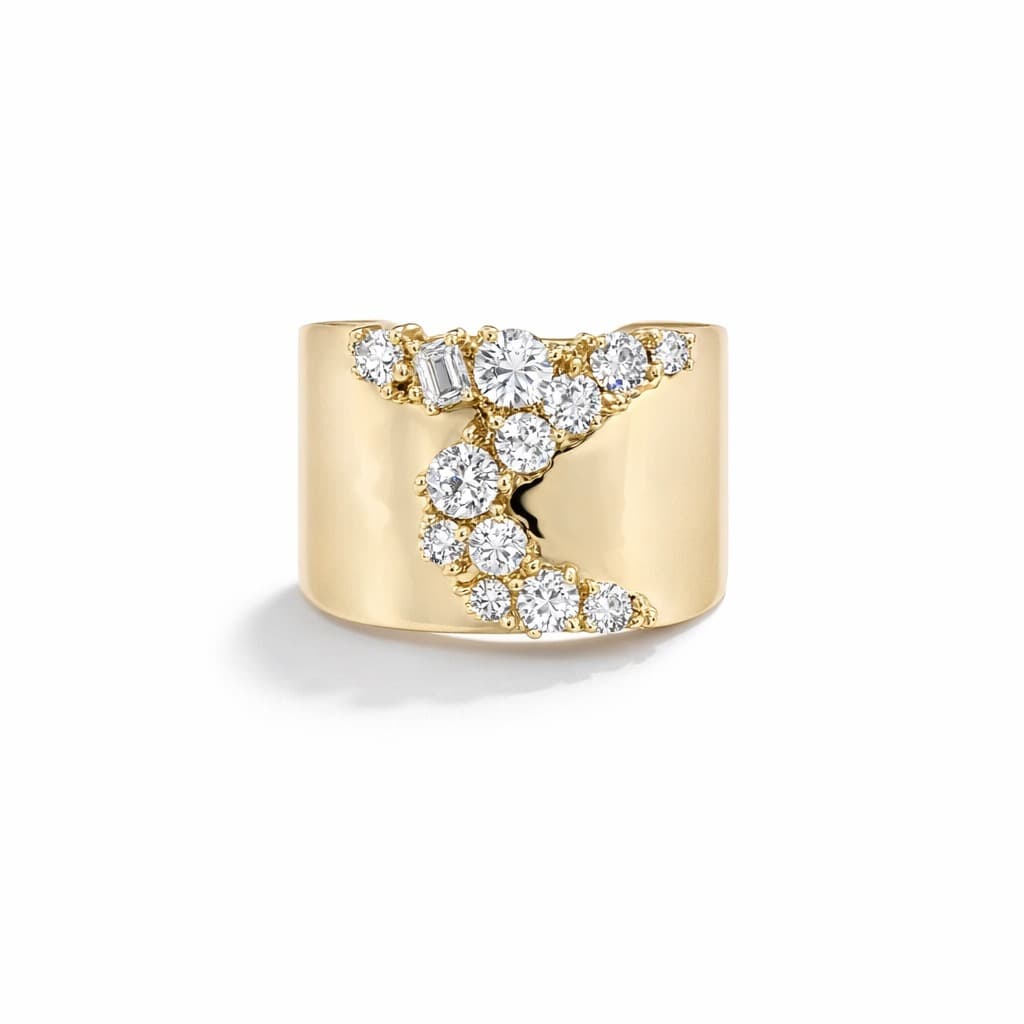 Diamond Bypass Cuff Ring after retouching