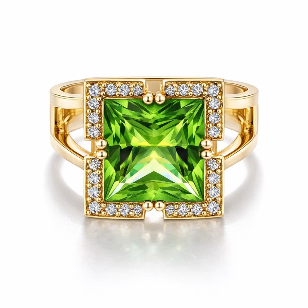 Peridot Halo Cocktail Ring after retouching