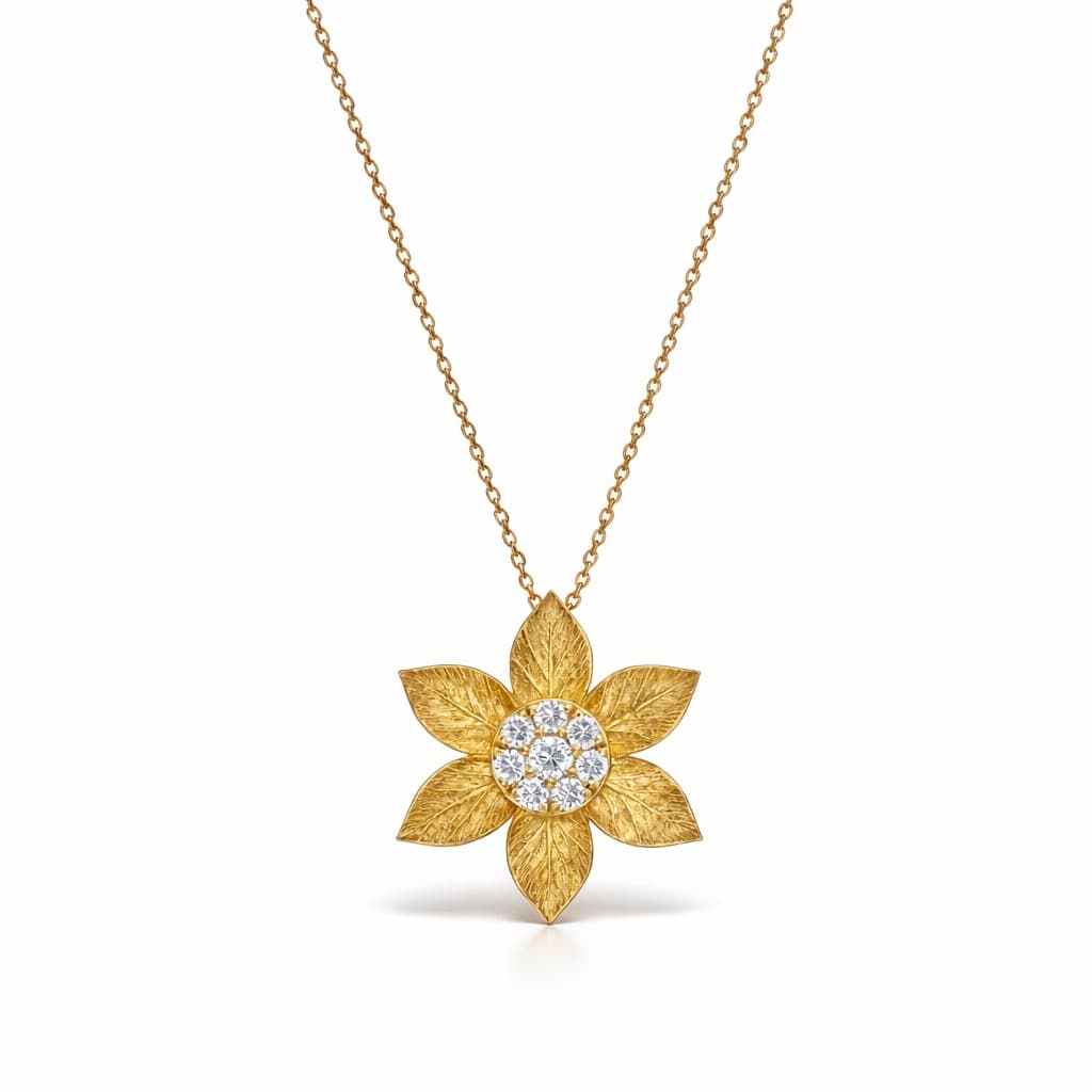 Gold Diamond Flower Pendant after retouching
